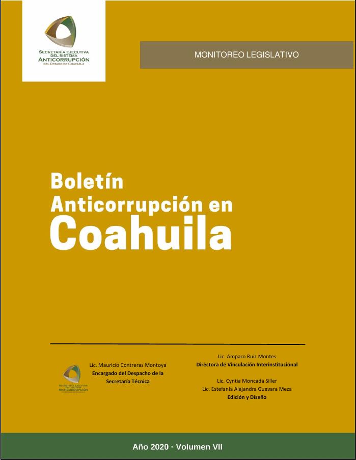 Boletín Anticorrupción en Coahuila, volumen VII, año 2020